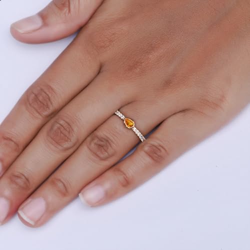 Pear Cut Simulated Birthstone & Round Lab Created Moissanite Diamond Bezel Set Half-Eternity Engagement Ring Jewelry For women In 14K Gold Over Sterling Silver (0.50 Cttw)4