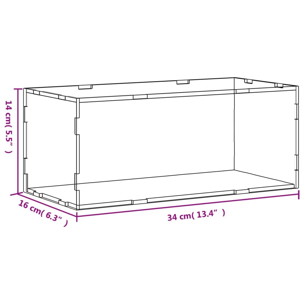 Caja de exposición acrílico Transparente 34x16x14 cm, Vitrinas para Colecciones, Vitrina Expositora para Colecciones, Vitrina para Perfumes, Vitrina Expositora - SPU:154912