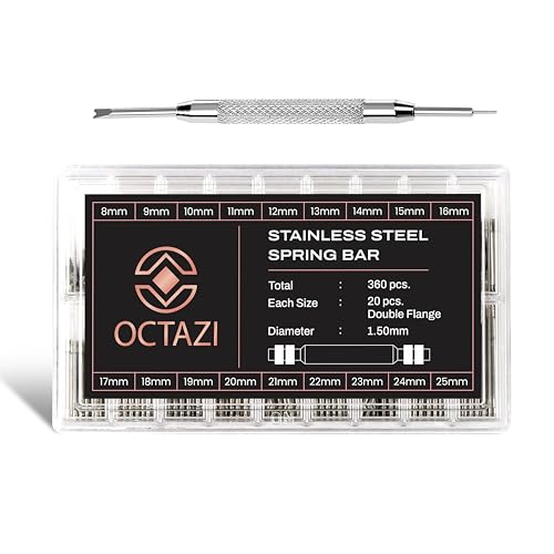 OCTAZI 360pcs Watch Strap Pins Link Removal Tool Kit Watch Band Spring Bars Pin Remover Repair Tool Kit 8-25mm Stainless Steel