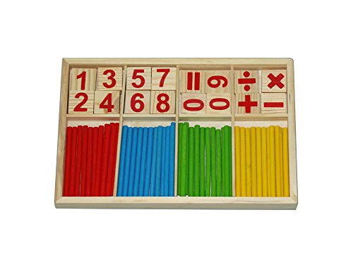 SDBING Wooden Number Cards and Counting Rods with Box