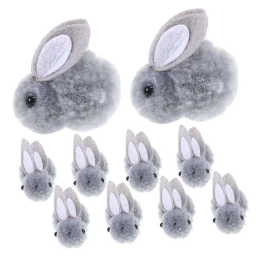 Gatuida 10 Piezas Conejitos de Peluche Mini DIY Material para Decoración Sombreros y Accesorios Manualidades Gris con Orejas Aleatorias para Personalizar Color Aleatorio Color Aleatorio
