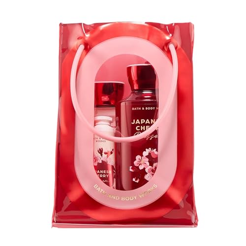 Bath & Body Works Japanese Cherry Blossom Gift Set with Body Wash Fine Fragrance Mist Lotion & Hand Cream Personal Care Collection for Gifting or Individual Use Iconic Floral Scent - 1 Pack