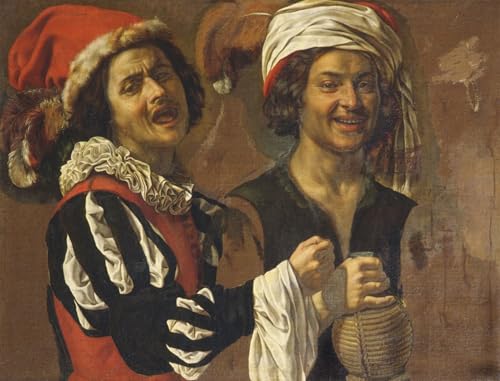 Pintura un cantante e un bevitore di Merisi Caravaggio cuadros clásicos salón lienzo 60x90cm