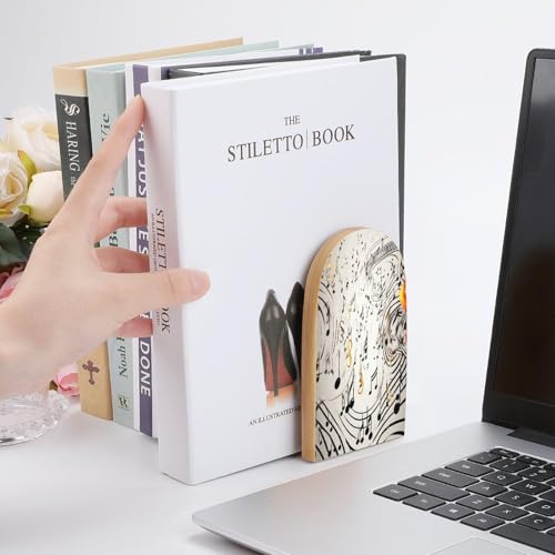 Sujetalibros antideslizante de madera para evitar la caída de libros 7