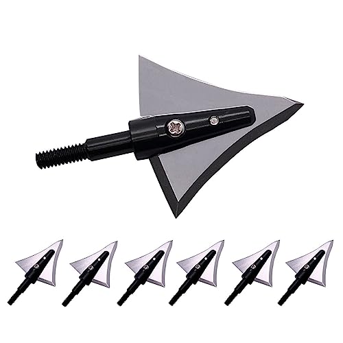 cqwsbsy 6PK Hunting Broadheads 125 Grain Fixed Blades Stainless Steel Right Bevel for Compound Bow