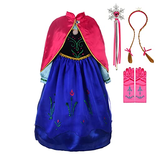 Lito Angels Vestito Costume Principessa Anna con Mantello e...