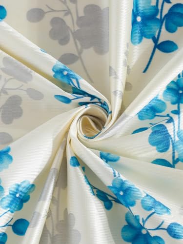 Image of Home Sizzler 2 Pieces Solid Patch Bloom Burst Eyelet Polyester Window Curtains - 5 Feet, Aqua