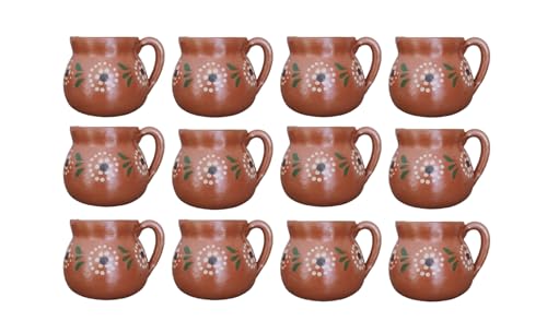 Genérico Taza De Barro Arcilla Natural Artesania Mexicana Café Té Chocolate Atole 400 Ml 12 Piezas