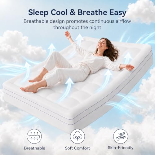 ABENE California King Size Dual Layer 3 Inch Memory Foam Mattress Topper, 2 Inch Memory Foam Bed Pad and 1 Inch Down Alternative Pillowtop Mattress Pad Cover, Plush Soft Bed Topper for Back Pain — view 4