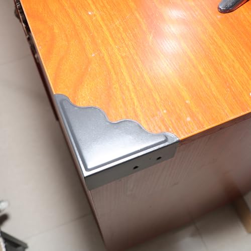 Image of 4 Pcs Metal Corner Protectors, Black Decorative Corner Guard for Wood Funiture Table Box Cabinet Edge Protectors