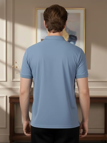 Image of Lux Cozi Men's Cotton Blend Polo T-Shirt with Chest Pocket | Collar T-Shirts for Men | Half Sleeves | Plain - Regular Fit (Pack of 2)