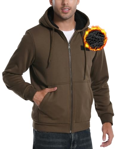 Pioneer Camp Men's Sherpa Lined Hoodie Full Zip Up Heavyweight Hooded Jacket Sweatshirt Fleece Fall Winter Coat with Pocket3