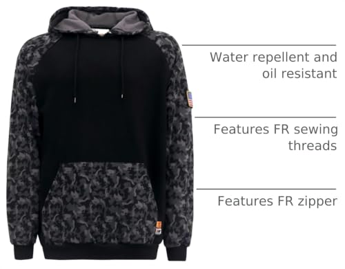 Image of VATRENUS FR Hoodies for Men Pullover 10.5oz Cotton Fleece Flame Resistant Jacket Fire Retardant Welding Sweatshirts