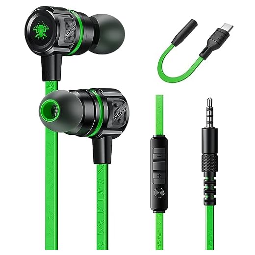 Gaming Earbuds, Noise Isolating Stereo Bass In Ear Headphones with Microphone 86 Inch Long Cord Extension Cable PC Adapter Magnetic Headset Earphones for Computer, iPhone, Samsung, Laptop, PSP - Green