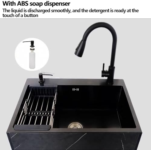 Portable Utility Sink with Cabinet - Commercial Single Bowl Kitchen Sink Combo Set with Faucet & Storage for Indoor/Outdoor Laundry Room, Backyard, Garage Use