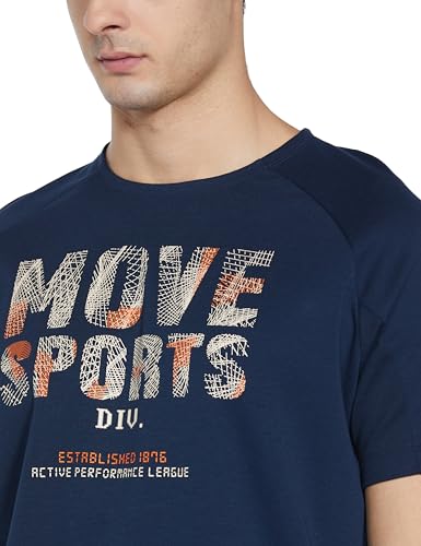 Image of Jockey MV02 Men's Super Combed Cotton Blend Graphic Printed Round Neck Half Sleeve T-Shirt with Stay Fresh Treatment Navy L