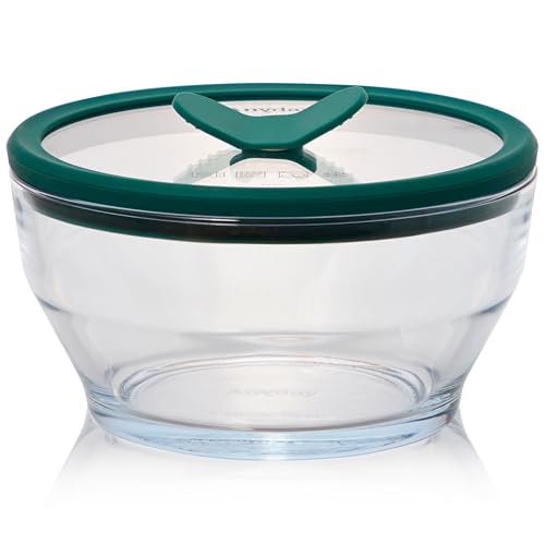 Anyday 4-Cup Glass Food Storage with Glass Lid, Round Deep Dish | Plastic-Free...