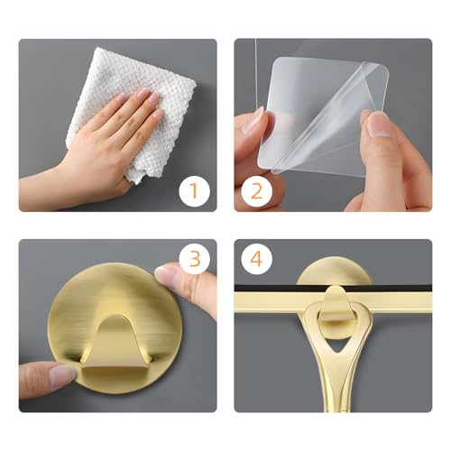 Gold Shower Squeegee 8.9 Inch Stainless Steel Wiper without Leaving Marks and Scratches Glass Wiper with Hook for Bathroom Mirror Cleaning Floors Desks - Image 3