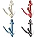 yarlung 4 Pack Vintage Nautical Anchor Design Wall Hooks, Shabby Chic Cast Iron Coat Hooks Rack, Decorative Wall Mount Rustic Metal Towel Hanger, 4 Colors