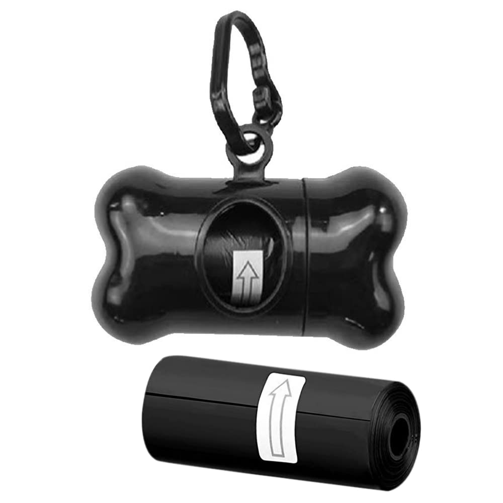 Poo Bag Holder Dog Biodegradable Waste Dispenser Portable & Durable Plastic Dogs Pickup Roll Bags Carabiner Clip Attaches Pet Leash Ideal for Garbage with 20 Bags