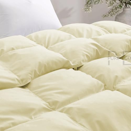 Image of PURE ECO 600 GSM Down Alternative Comforter for Double Bed Size (90 inchX100 inch) - 600 GSM Heavy Winter Comforter /Rajai /Duvet /Blanket Microfiber Super Soft Fluffy for Winter Double Bed - Ivory Color