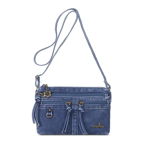 Image of Angel Kiss Small Crossbody Bag for Women Leather Crossbody Purse Triple Compartments Cell Phone Purse Shoulder Bags for Women