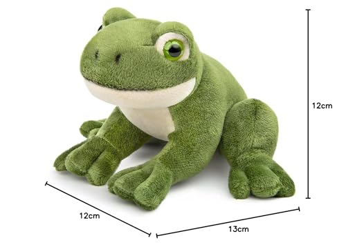 lilizzhoumax Grün Frosch Kuscheltier 12cm/5”, Simuliertes Tier Frosch Plüschtier, Kawaii Kuscheltier Frosch, Realistische Frosch Plüschspie Spielzeug für Wilde Tiere, Geschenk für Freunde und Kinder