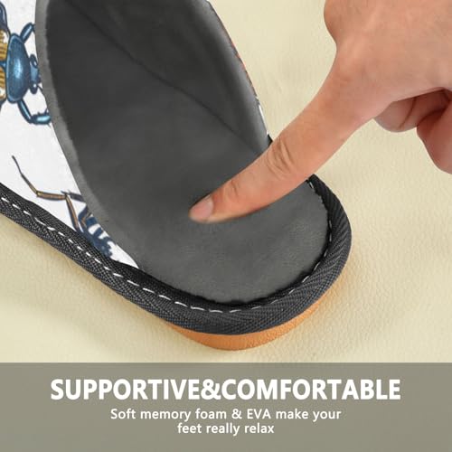Slippers for Women Insects Pattern Print Artwork Design Soft Fuzzy Women's Slippers Indoor and Outdoor Shoes4