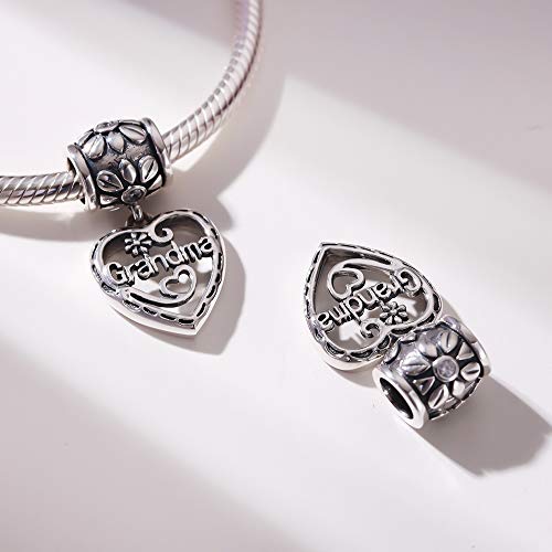 SOUKISS Grandma Heart Charms Authentic 925 Sterling Silver Family Love Mother Gifts Charm for European Bracelet3