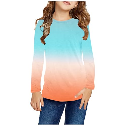 Kids Spring Casual Long Sleeve Shirts Trendy Gradient Thin Sweatshirts Girls Boys Loose Soft Base Pullover Tops2