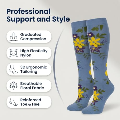 Image of LEOSTEP Compression Socks for Women and Men Circulation, Knee High Stockings Support for Nurses, Cycling, Hiking, Running