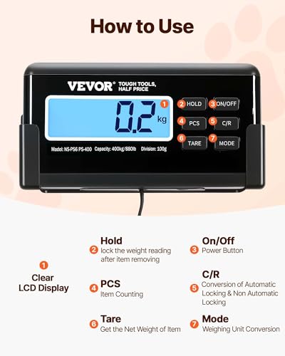 vevor 880lbs x 02lbs livestock scale shipping scales large platform 406x209inch stainless steel vet scale industrial floor scale large animal dog pig scale goat weight scale pet digital scale