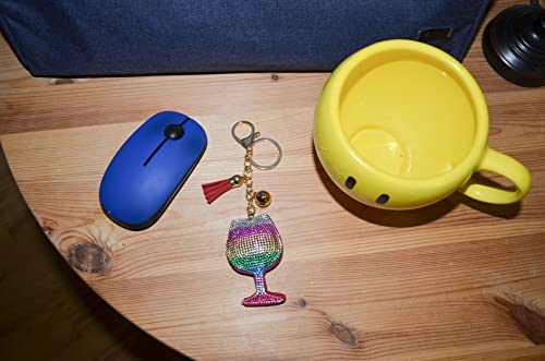 Popfizzy Wineglass Keychain For Women, Bling Wine Purse Charm, Wine Glass Backpack Keyring, Fun Gift For Wine Drinkers #TOP3