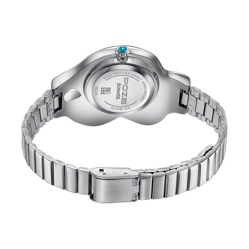 Image of Sonata Poze 8 Quartz Analog Northern Lights Inspired Watch for Unisex with Blue Luminous Dial & Silver Sheet Metal Strap - SP80140SM01W