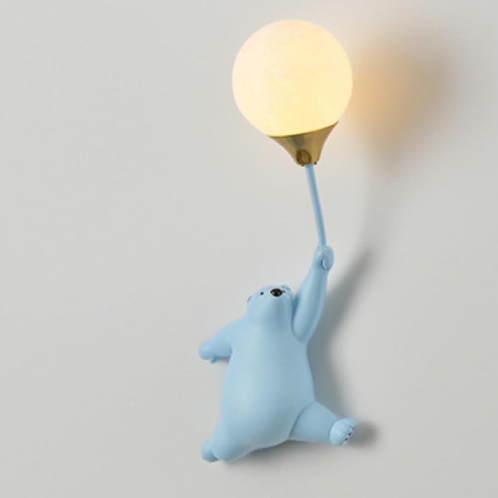 SXSCARKX G9 Cartoon Bear Balloon Wall Light Hardwired Lamp For Kids Bedroom 3D Printed Lampshade Living Room Sconces Fairy Mount Lighting Fixture Girls/Boys