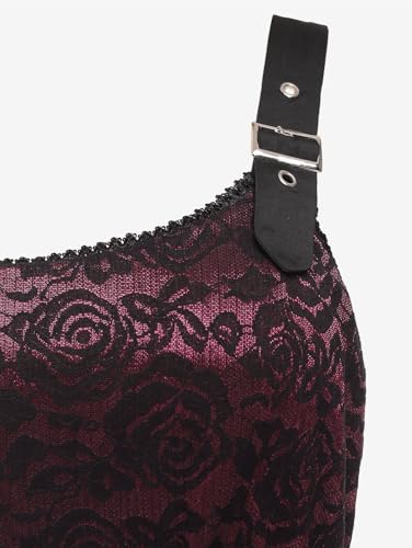 Image of Rosegal Women Plus Size Retro Lace Belt Party Cocktail Dress | 1950s Vintage Dress, Wedding Guest-Formal Bridesmaid Dress, Sleeveless Midi Dress, Retro Rockabilly Pinup Dress