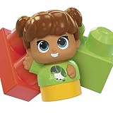 MEGA BLOKS Stolik z klockami „Buduj i zrzucaj” z 2 funkcjami zrzucania, 23 dużymi klockami do budowania i 1 figurką, zestaw prezentowy dla dzieci od 1 roku życia, HHM99