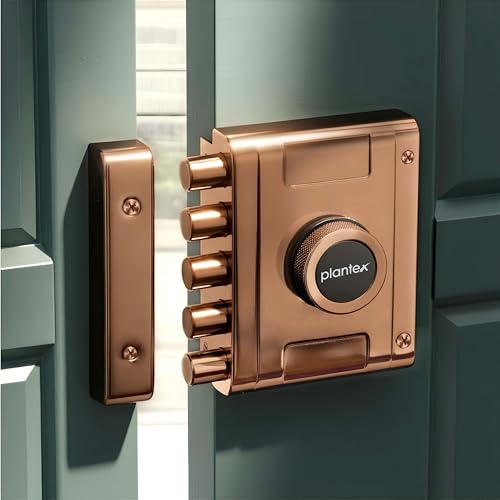 Image of Plantex Stainless Steel Deadbolt Lock /Pentabolt Main Door Lock /5-Point Security Door Lock Set with Anti Theft Mechanism - 5 Years of Warranty (PVD Rose Gold)
