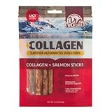 Wild Eats Real Salmon Collagen Sticks for Dogs, (15ct, 1cm Thick) Healthy Bully Stick - Long Lasting Dog Chew Treat