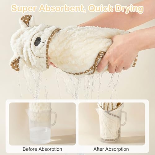 Image of FIOBEE Toddler Bath Towel with Hood Baby Towels, 55x28 inch Large Soft Absorbent Kids Hooded Towels for 1-5 Years Old Baby Girls Boys Bath Beach Essentials Blanket, Beige Bear