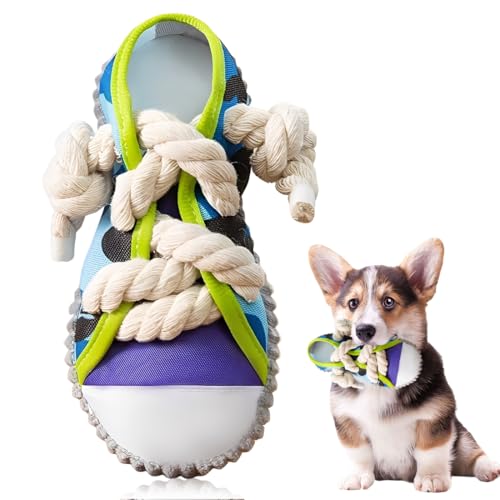 YUPZAR Giochi per Cani Indistruttibile,Design a Forma di Scarpa,Giocattolo da Masticare con Rumore Integrato,Adatto a Cani di Piccola,Media e Grande Taglia (Grigio)
