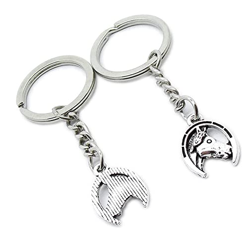 100 Pieces Keychain Keyring Door Car Key Chain Ring Tag Charms Supplies LP7T3O Horseshoe Horse Hoof Head