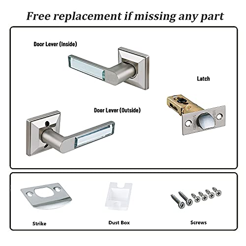 Crystal Glass Heavy Duty Passage Door Lever, Left Or Right Handing, Satin Chrome Finished Non-Locking Door Handle, Lever For Hall And Closet Door, 1 Pack #TOP4