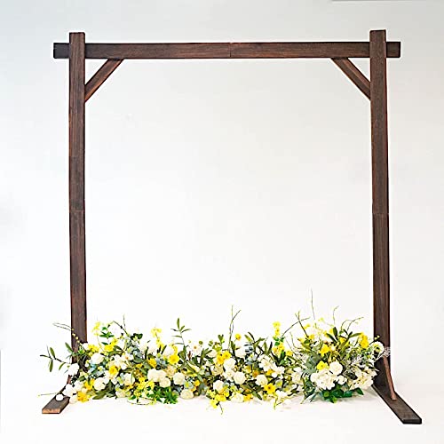 Balsacircle 7 Feet Dark Brown Wood Backdrop Stand Square Wedding Arch - For Outdoor Party Events Reception Decorations Supplies #TOP3