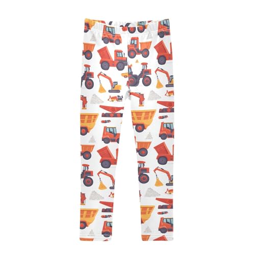 Girls Leggings Red Construction Vehicles Toddler Girls Clothes Leggings for Girls Toddler Girls Leggings 3-4T