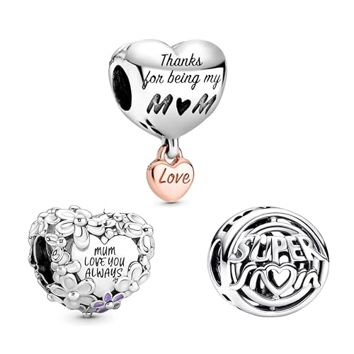 Image of Mom Family Charms Bead for Bracelets and Necklaces Jewelry Charm for Women Valentine Mother's Day