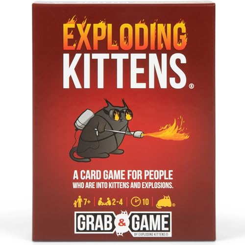 Exploding Kittens Grab and Game 2-4 Players Ages 7+ Pocket Version