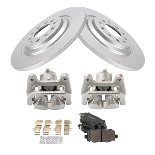 Image of TRQ Rear Brake Pad and Rotor Set Ceramic G Coated Rotors Calipers