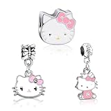 Ainvliya 3 Stück Ki-ty Charm für Armbänder Halsketten, Mini Charms Anhänger Tiere, Cat Armband für Charms, Anhänger Beads für Damen Weihnachten,Valentinstag,Muttertag