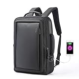 BOPAI Anti Theft Backpack 15.6 inch Laptop Business Slim College Shoulder Rucksack Water-Resistant Synthetic Leather Backpack for Men